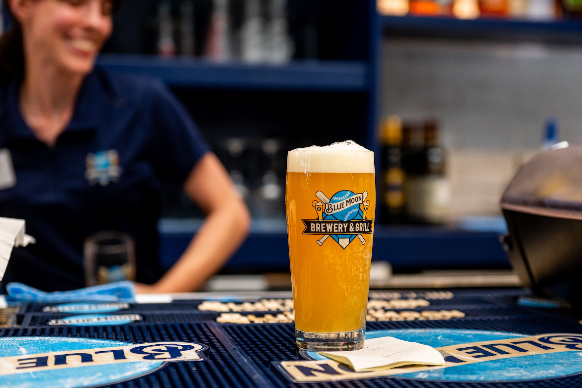 Delaware North All Star Week Glass of beer on bar top